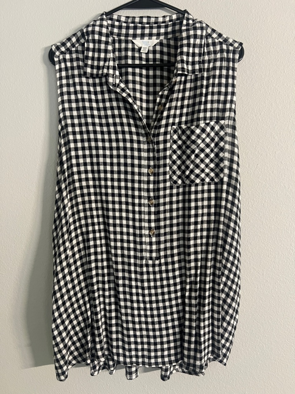 Time and Tru Black and White Gingham Shirt